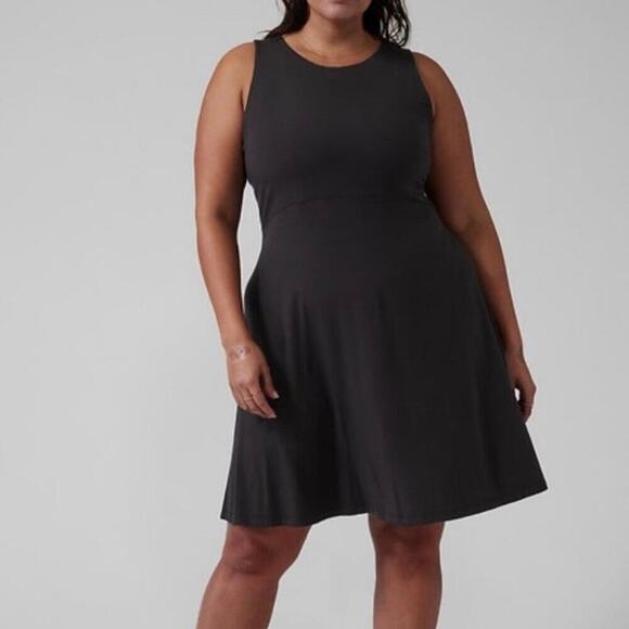 ATHLETA DRESS SANTORINI THERA SZ XXL BLACK VERSATILE MINIMALIST MODAL/SPANDEX - Picture 2 of 15
